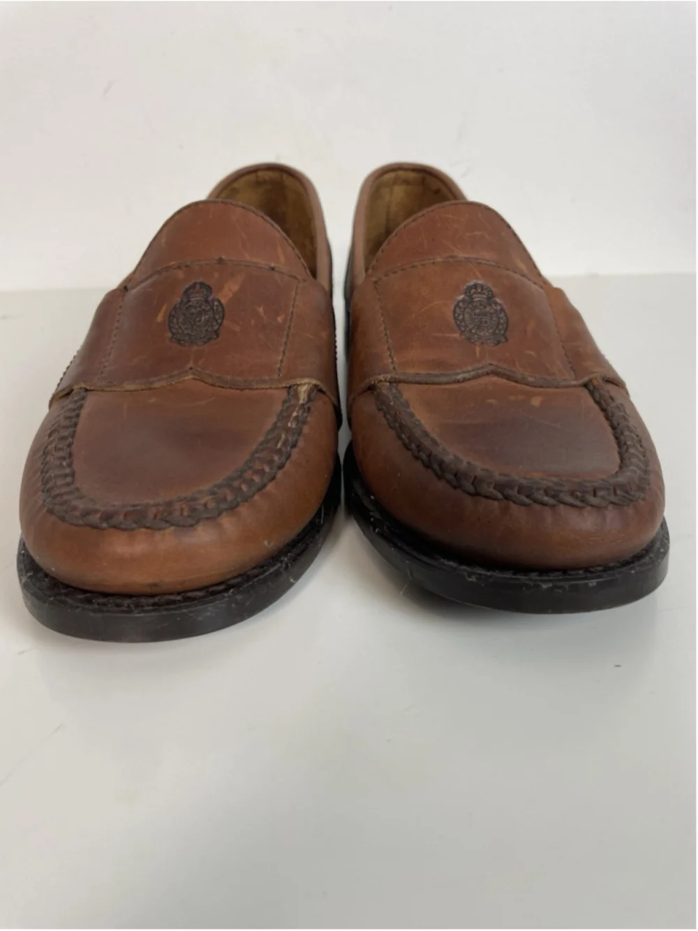 Polo Ralph Lauren Brown Leather Loafers Mens 7.5 Crest